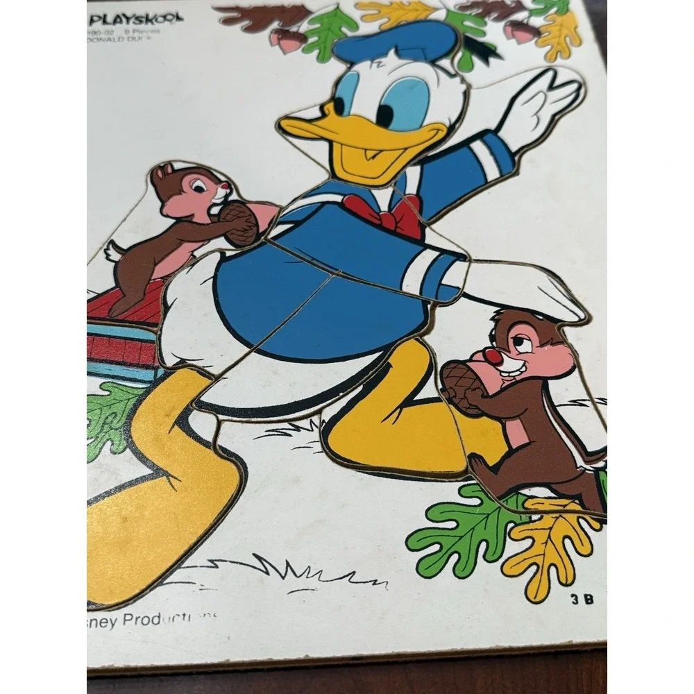 VTG Playskool Disney‎ Wooden Puzzles 70s Made in USA Donald Duck Mickey Mouse